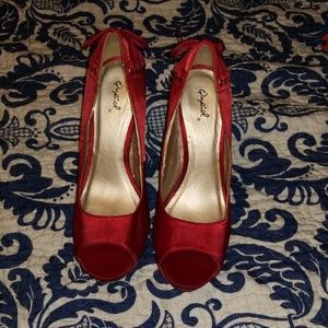 Red corset high heels